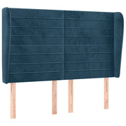 Testiera | Testata ad Orecchio Blu Scuro 147x23x118/128cm in Velluto