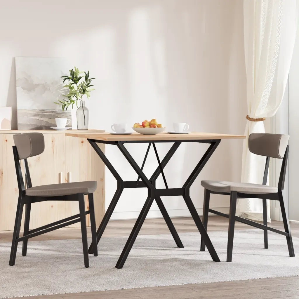 Tavolo da Pranzo Telaio a Y 80x80x75 cm Legno Pino e Acciaio