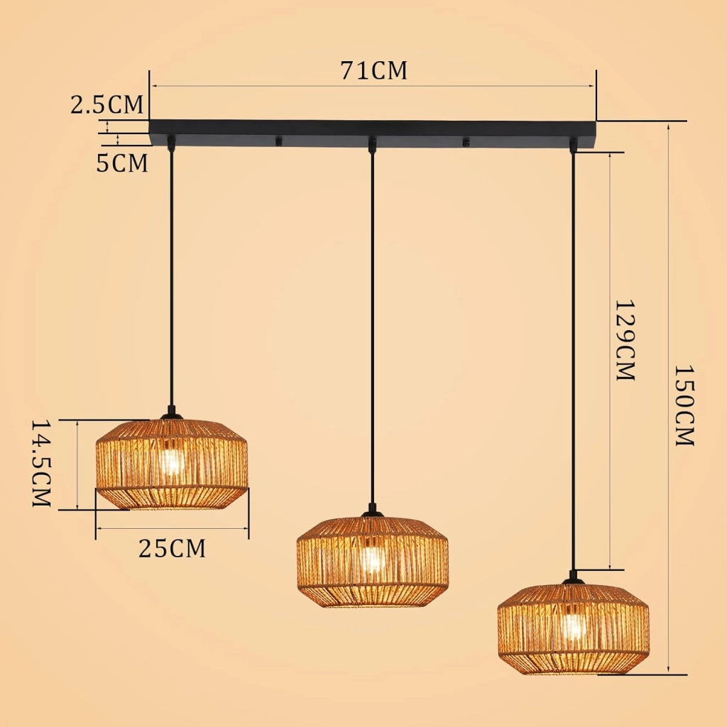 Lampada a sospensione ZMH vintage a 3 luci E27 per sala da pranzo (lampadina non inclusa)