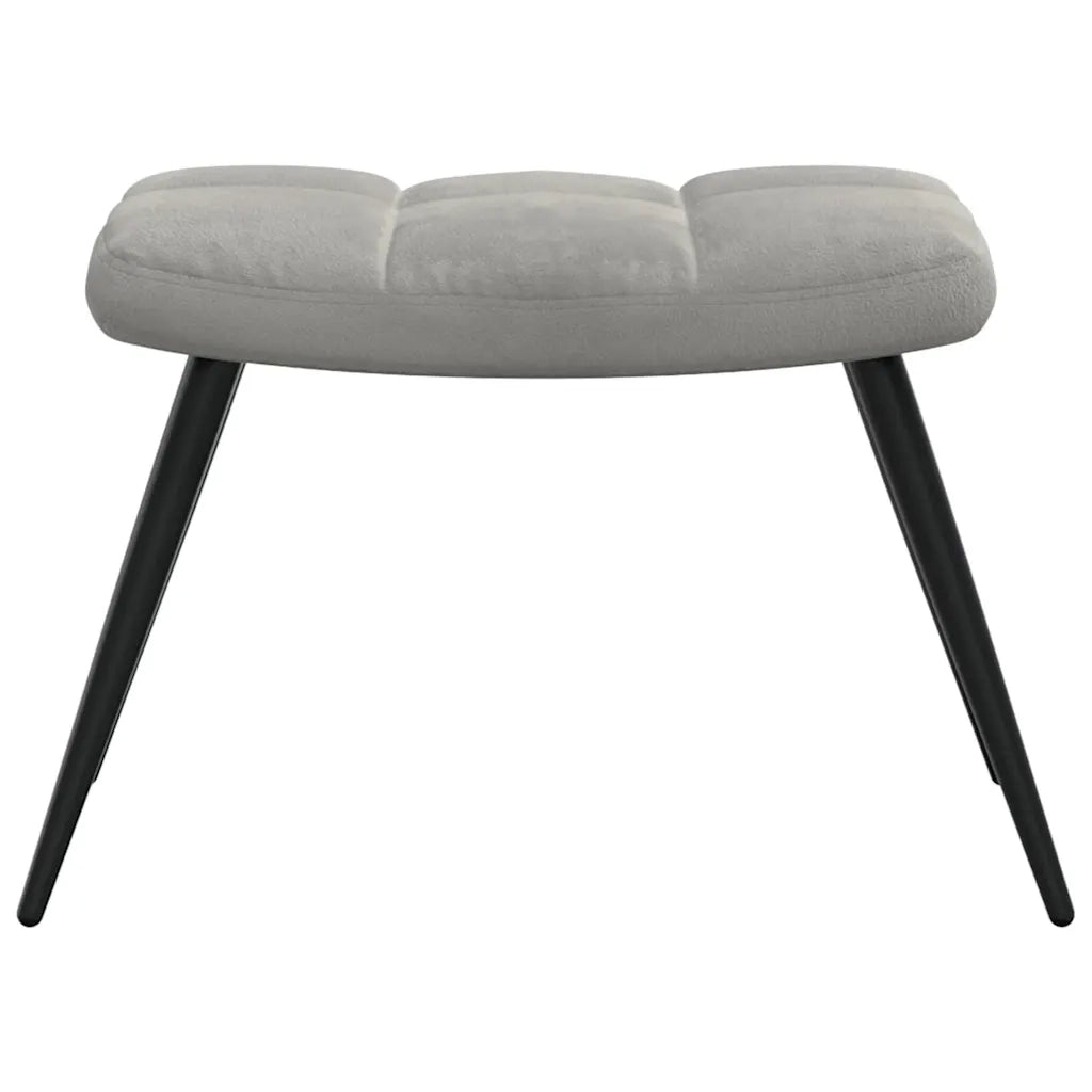 Divano Sedia-Poltrona Relax con Poggiapiedi Grigio Chiaro in Velluto 419149