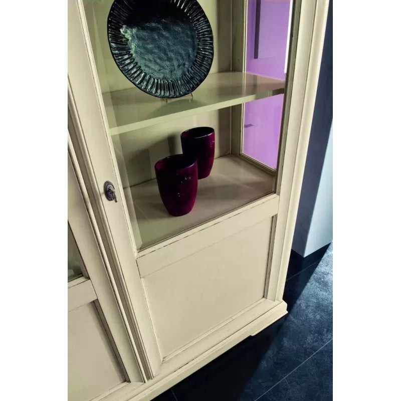 Vetrina shabby in legno 2 porte  smontabile avorio l.145 p.50 h.215 - Mobili 2G