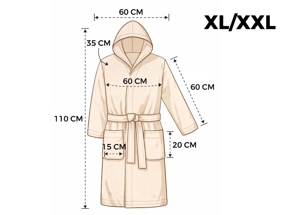 Accappatoio Con Cappuccio In Morbida Spugna Mod. Boutique Tinta Unita Perla - XL-XXL - Perla