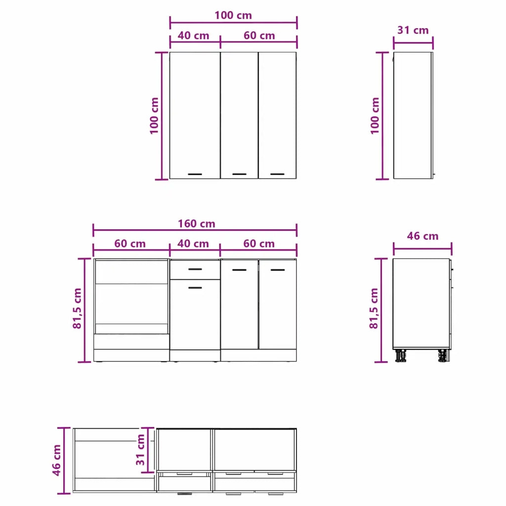 Unità Cucina LYON 5 pcs Legno antico Legno ingegnerizzato 3438233