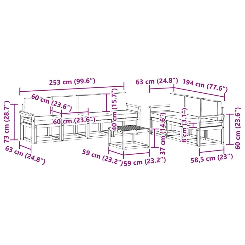Set di divani da esterno 7 pz 3387352