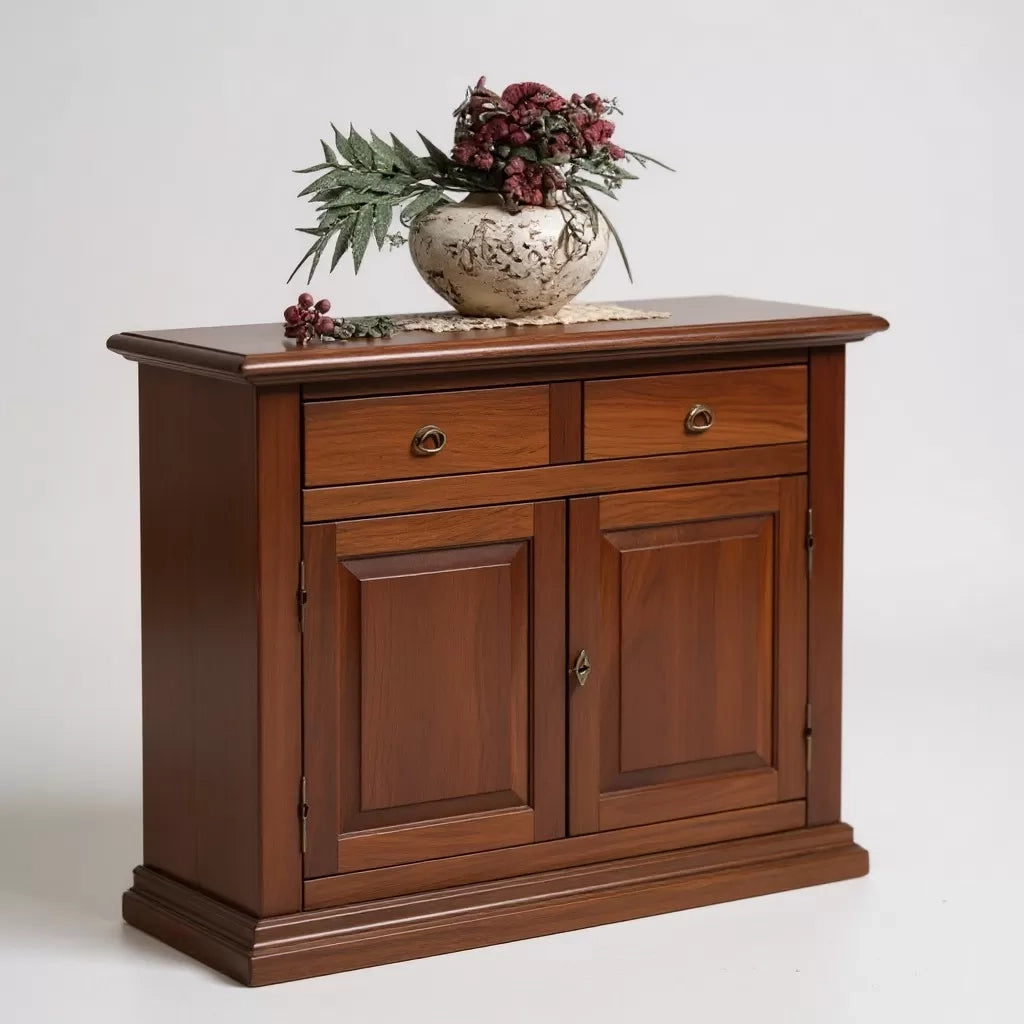 Madia credenza arte povera 2 porte massello tinta noce 109x47x97 - Mobili 2G