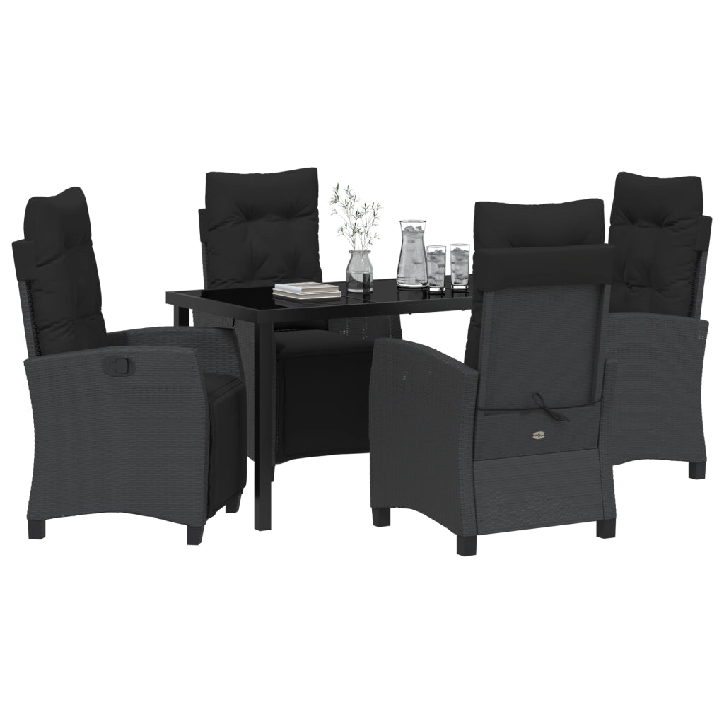 Set di Mobili da Giardino 5 Pezzi in Rattan Poli Nero