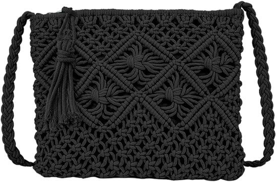 Borsa da Spalla Manuale - Ideale per le Vacanze - Nero - Borsa da Porta - Adatta per Donne - Accessorio di Moda