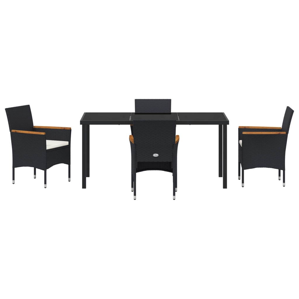 Set da Giardino 5 Pezzi Nero Rattan Polico
