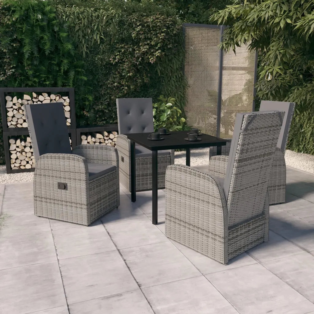 Set da Pranzo da Giardino 5 pz con Cuscini Grigio 3099474