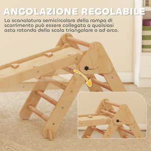 Gioco per Bambini 5 in 1 con Triangolo Parete Liscia e Arco 188x70x59 cm in Legno di Pioppo e Pino