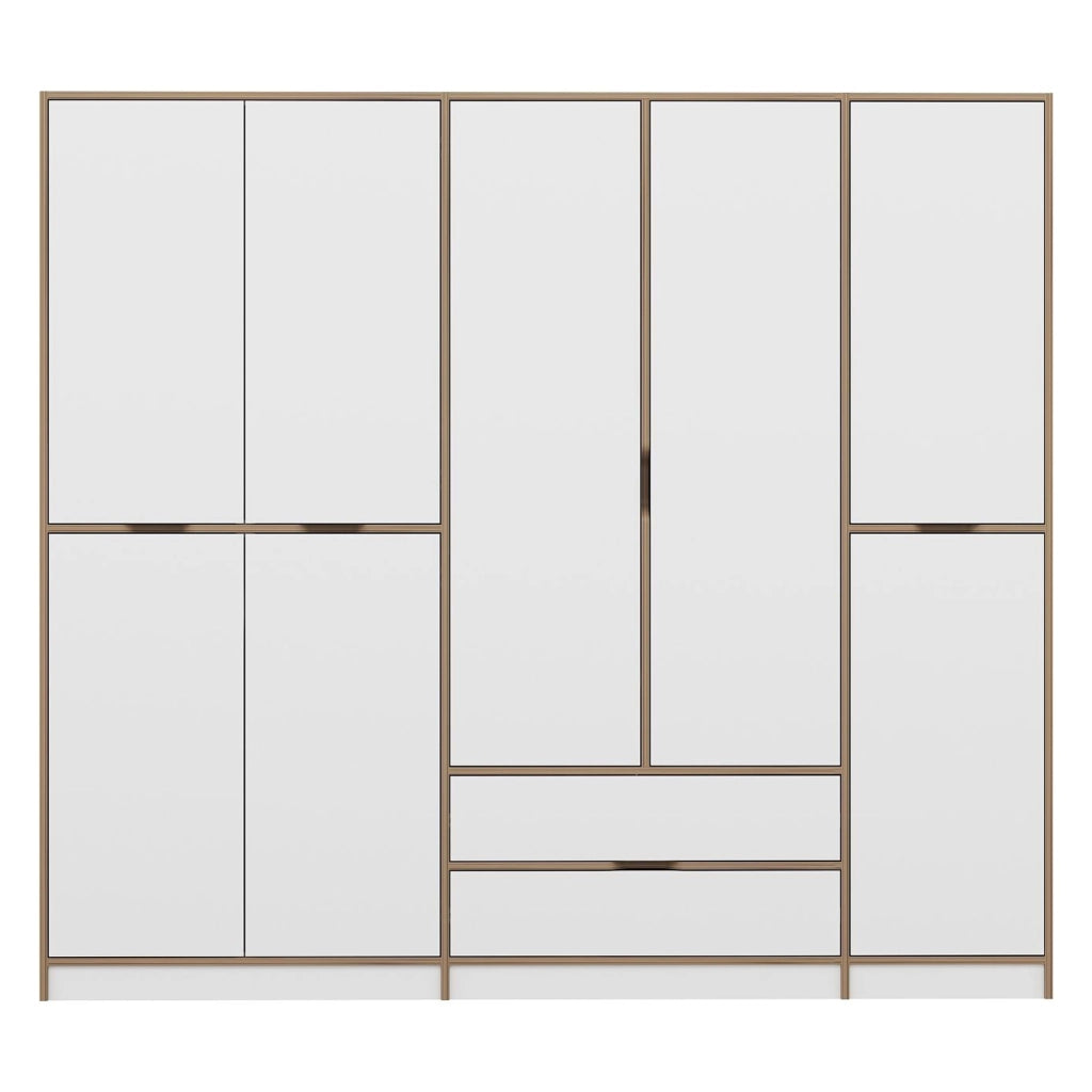 Armadio Camera da Letto Sarcedo, Guardaroba Grande 2 Cassetti, 232x208h cm Bianco