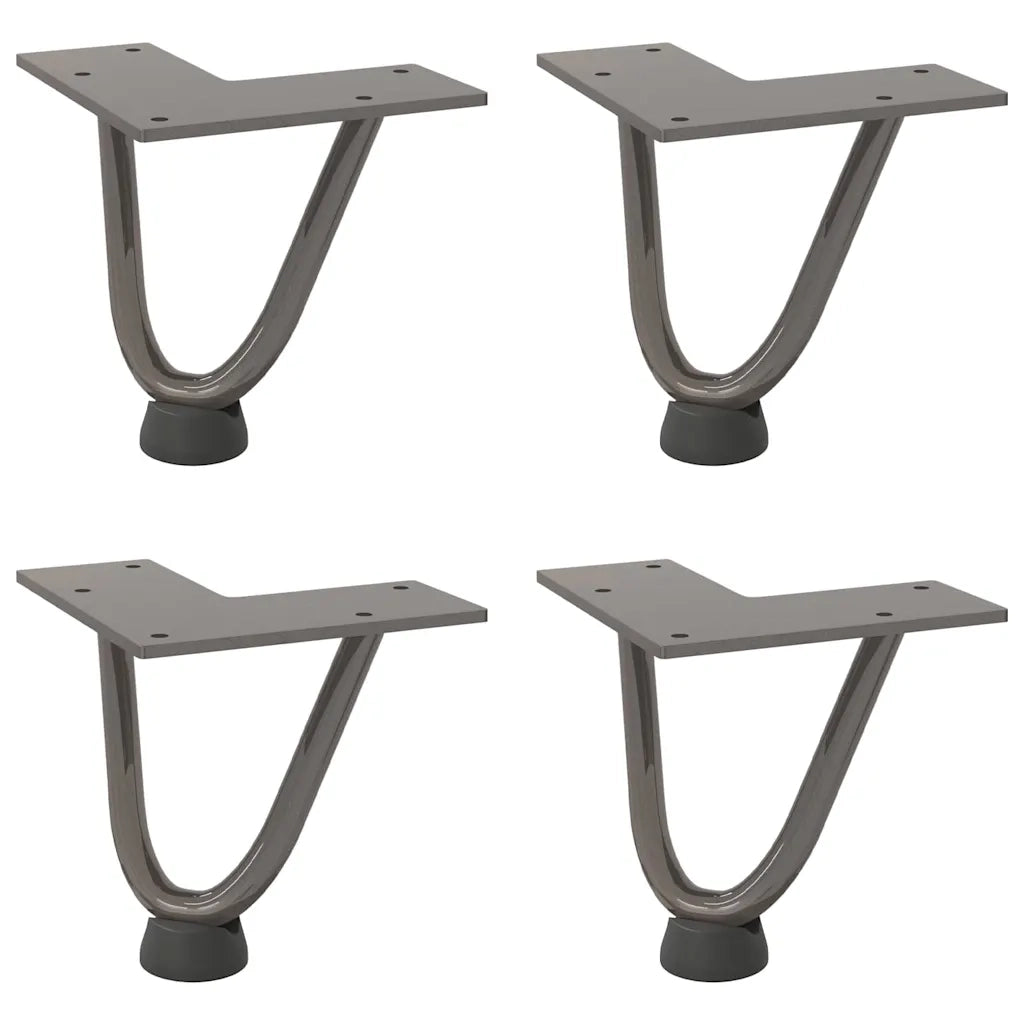 Gambe a forcina per tavolino 4 pz in acciaio naturale 10 cm in acciaio massiccio