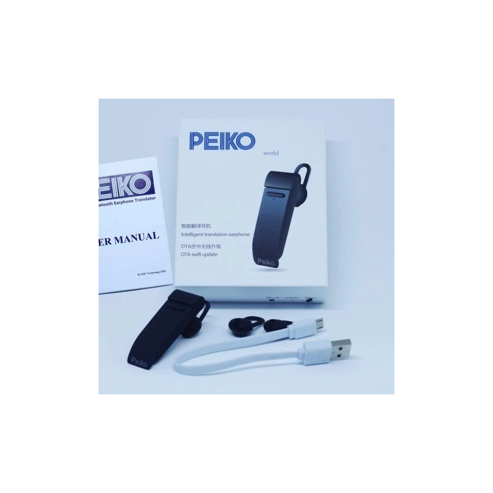 Trade Shop - Traduttore Simultaneo Peiko Auricolare Cuffie Bluetooth Traduzione In 16 Lingue -