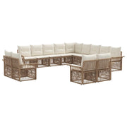 Set Divano da Giardino 13 pcs Beige e Bianco Crema polyrattan 3435012