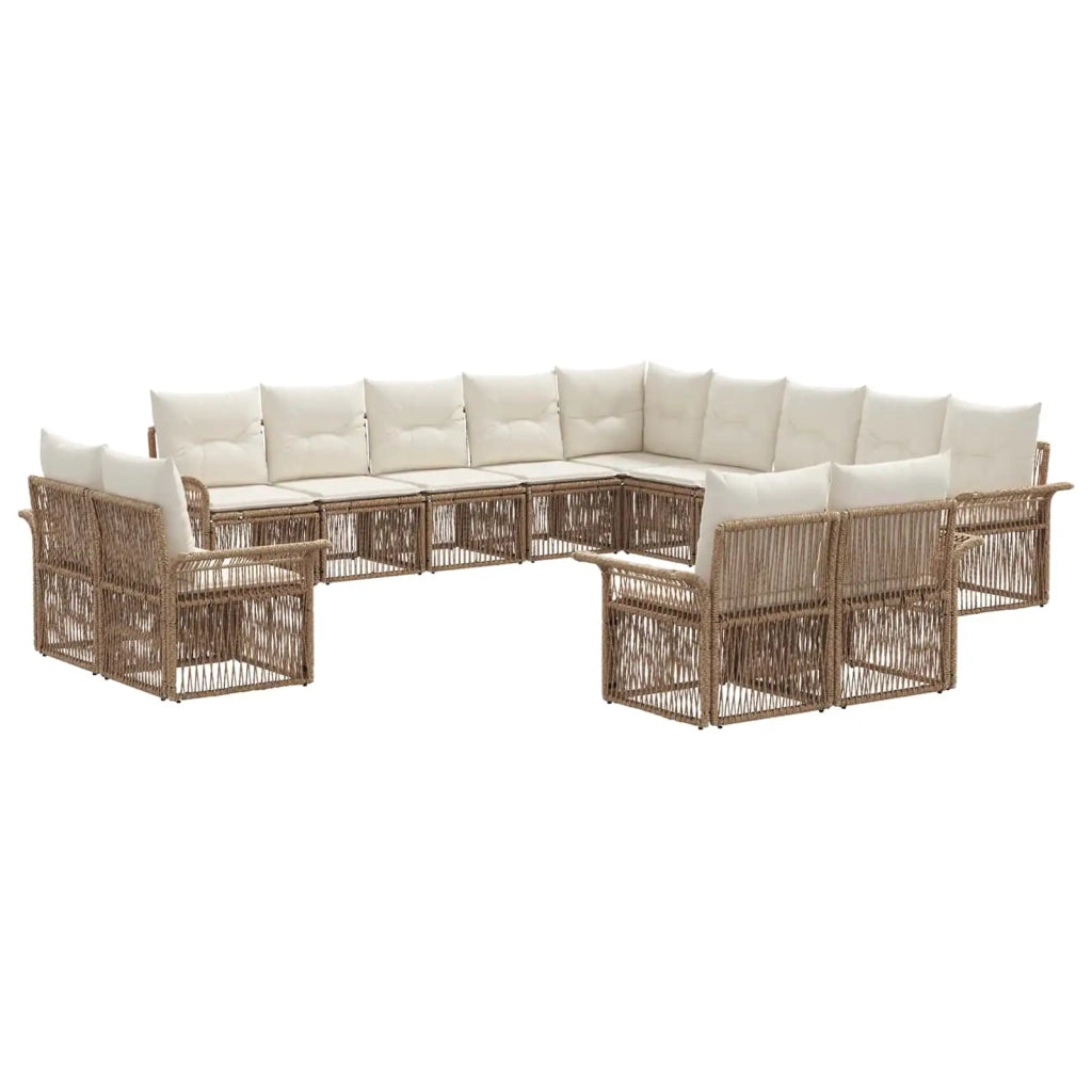 Set Divano da Giardino 13 pcs Beige e Bianco Crema polyrattan 3435012