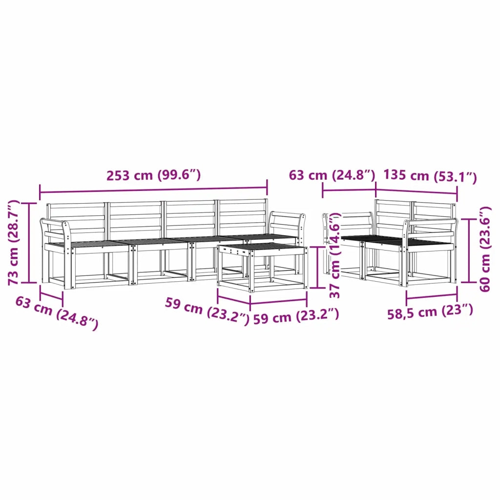 Set di divani da esterno 7 pcs Bianco 59 x 59 x 37 cm 3387278