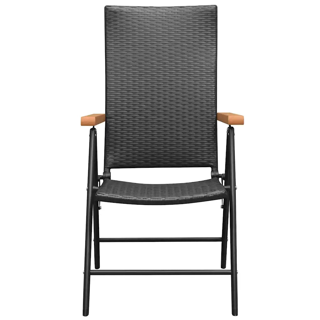 Sedie da Giardino Impilabili 2 pz | Sedie da Esterno in Polyrattan Nere