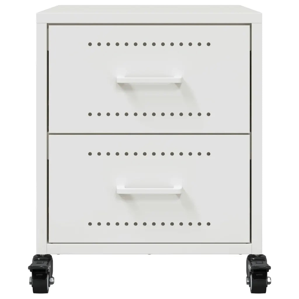 Comodino | Armadio da Notte | Mobiletto da notte Bianco 36x39x43,5 cm in Acciaio
