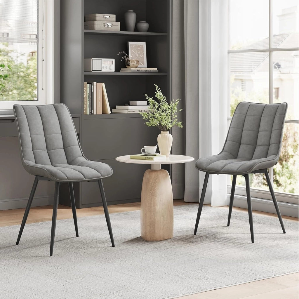 Sedie da Pranzo con Schienale senza Braccioli Sgabello in Ecopelle per Cucina Grigio BH207gr-2
