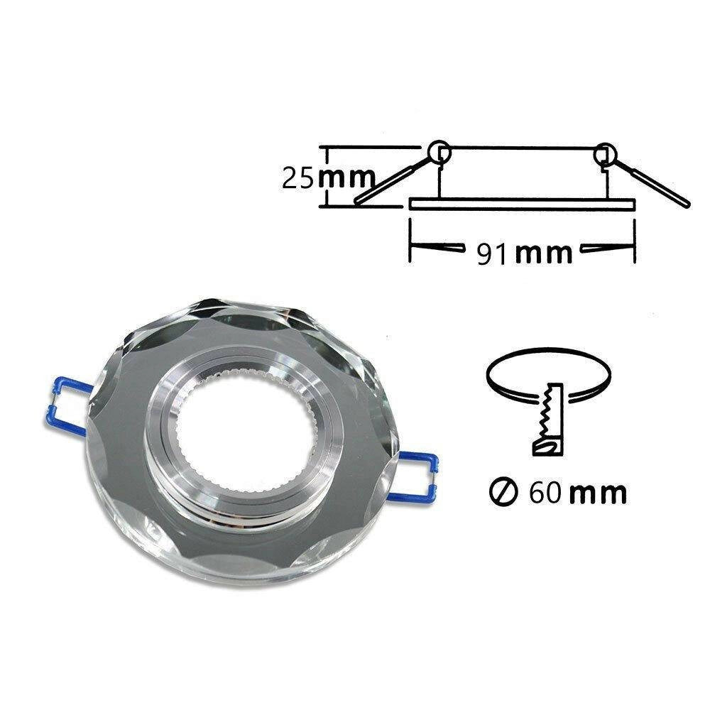 Trade Shop - Porta Faretto Ad Incasso In Vetro Effetto Specchio Supporto Faretti Gu10 P6 - Argento