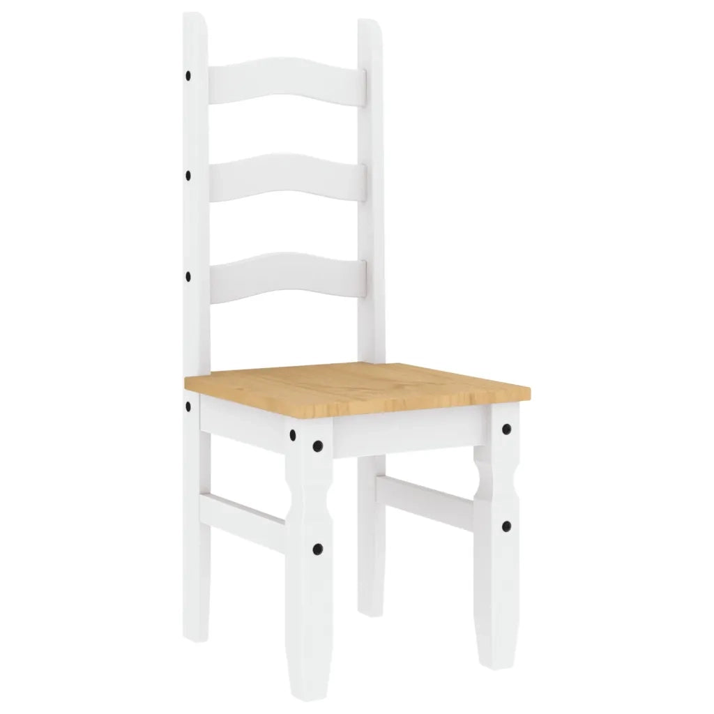 Sedie da Pranzo 2 pz Corona Bianche 42x47x107cm Legno Massello di Pino 4005725