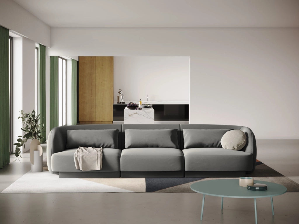 Cosmopolitan Design - Divano "Tulum" 3 posti in velluto grigio chiaro 