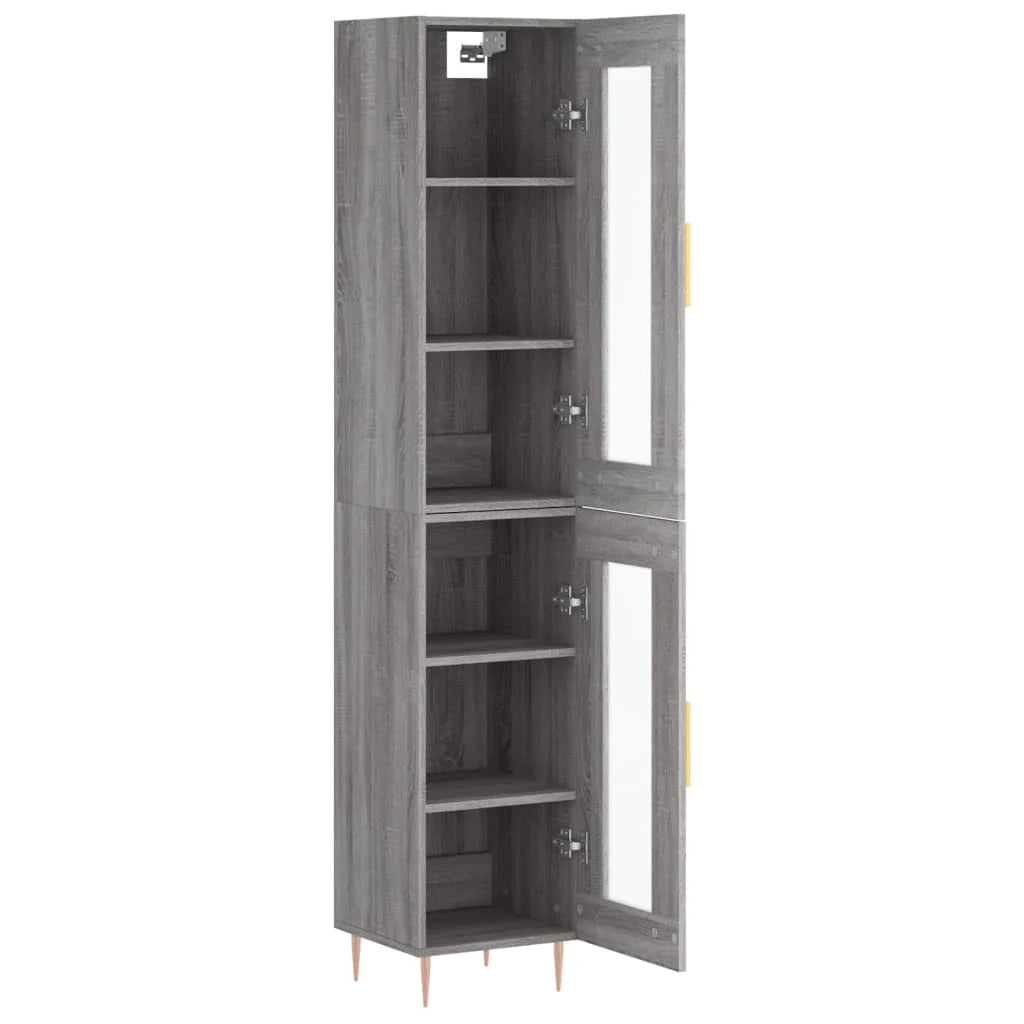 Buffet credenza cassettiera armadio mobile contenitore organizer cucina soggiorno salotto rovere Sonoma alto 34,5 x 34 x 180 cm legno ingegnerizzato grigio 02_0035343