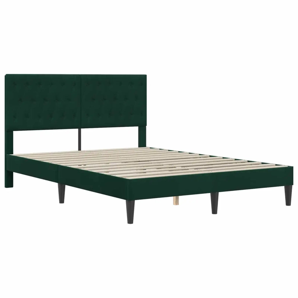 Struttura letto con materasso Verde Scuro 160 x 200 cm Velluto