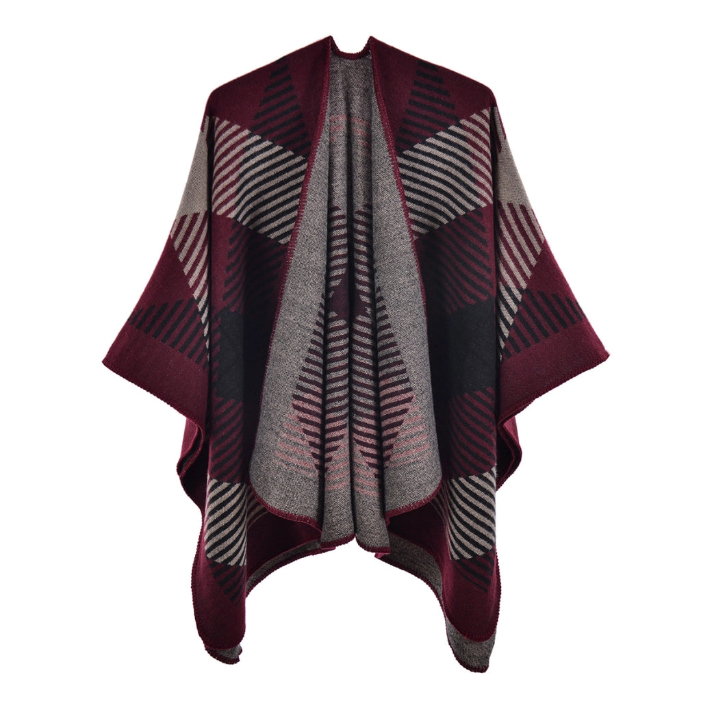 Nuovo scialle/mantello da donna in cashmere, moda geometrica, spacco quadrato, mantello caldo