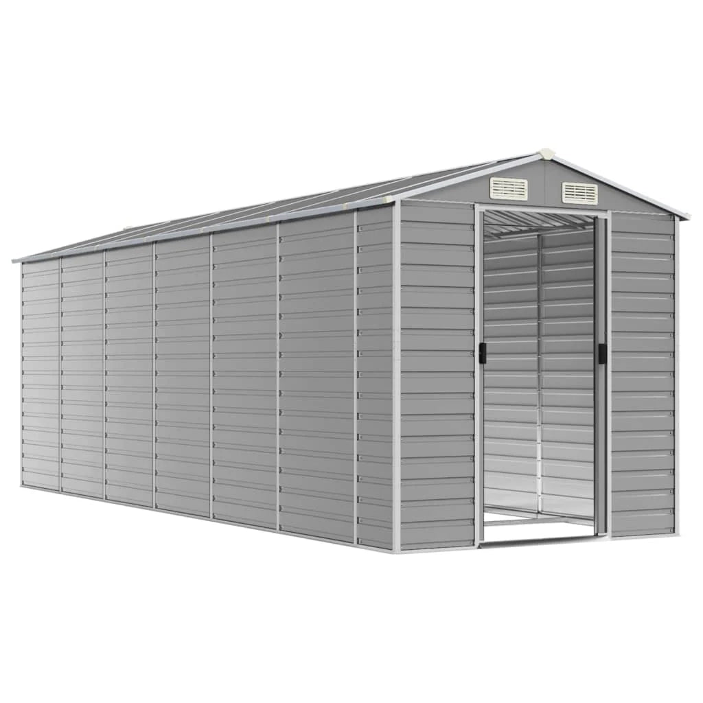 Casetta da giardino cabina ripostiglio casetta da esterno robusta casetta per attrezzi colore chiaro 191 x 555 x 198 cm acciaio zincato grigio 02_0022246