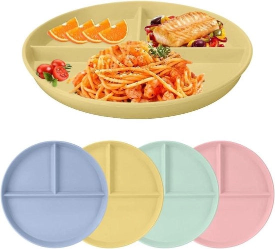 Set di piatti da tavola in plastica riutilizzabili divisi - 4 pezzi - resistente al microonde e lavastoviglie - per adulti e bambini - set di piatti da menu