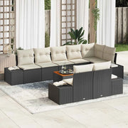 Set Divano da Giardino 9 pcs Nero e bianco