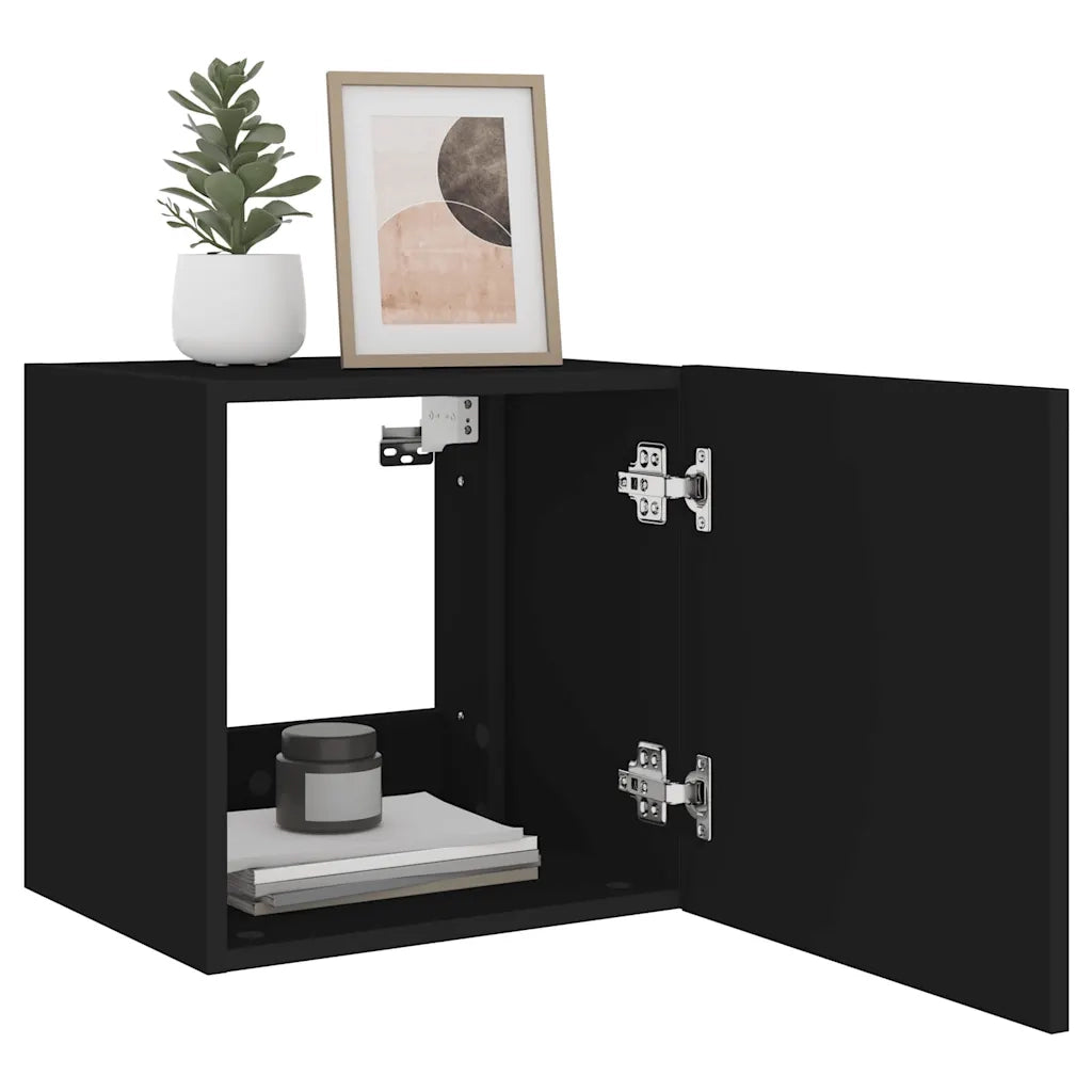 Mobile TV a Parete con Luci LED Nero 40,5x35x40 cm 837248