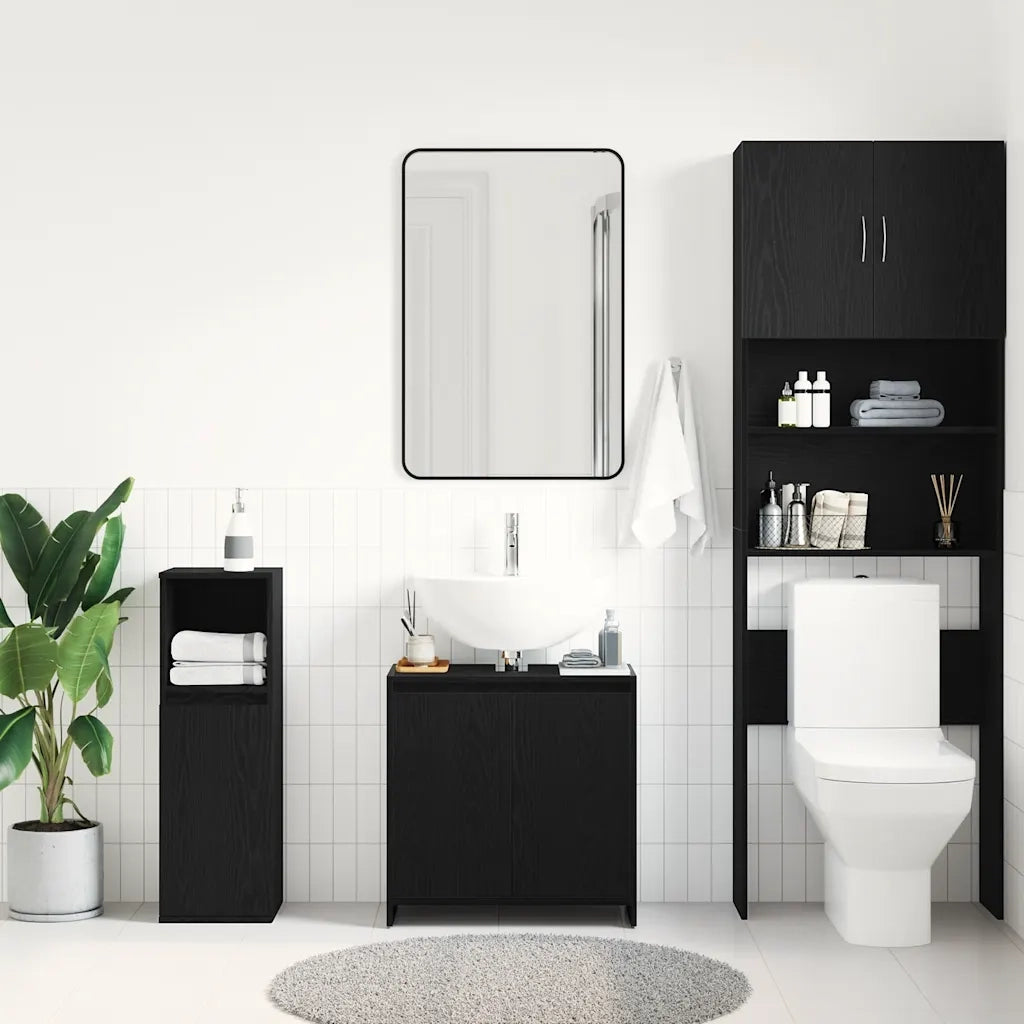 vidaXL Armadietto Bagno Rovere Nero 60x33x60 cm Legno Ingegnerizzato