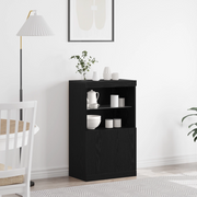 Sideboard con luci LED Rovere Nero 60x37x100 cm