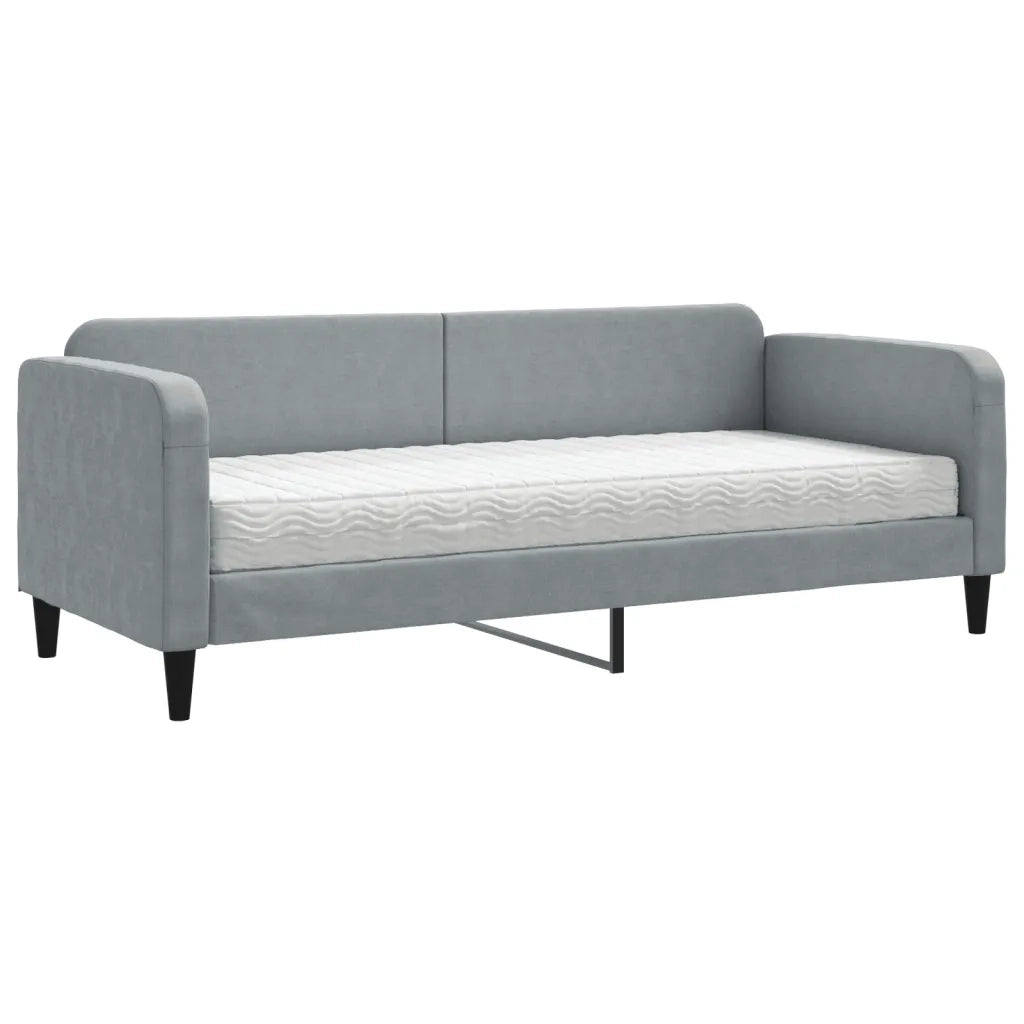 Divano Letto con Materasso Grigio Chiaro 80x200 cm in Tessuto 3196793