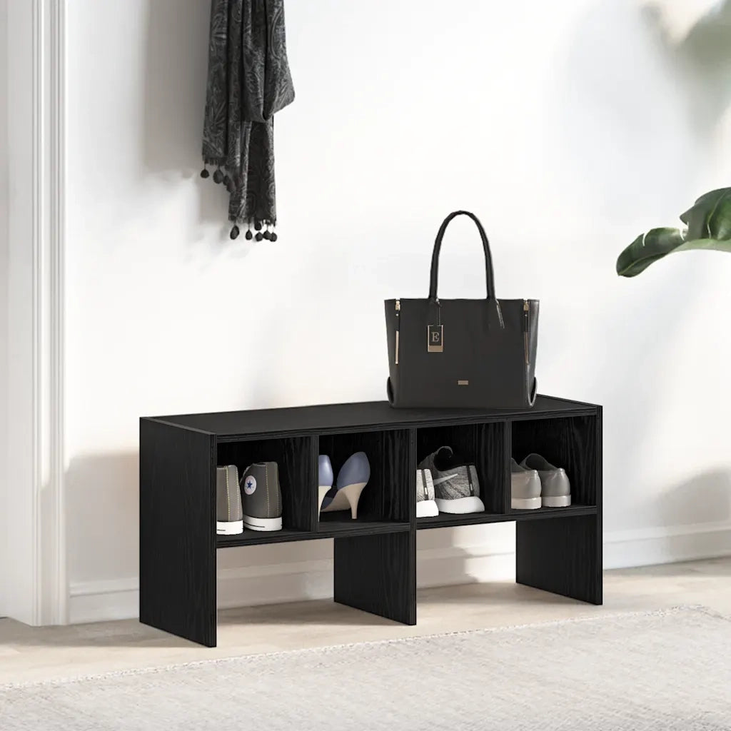 Scarpiera Impilabile Rovere Nero 89,5x30x40 cm
