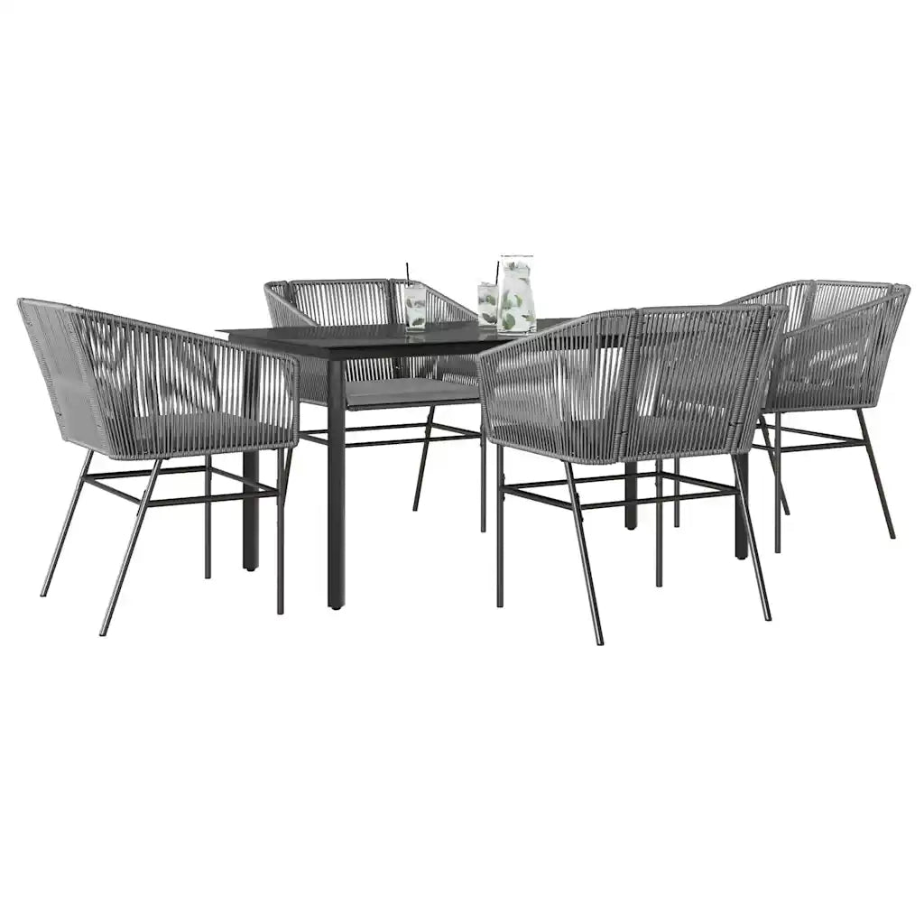 Set da Pranzo da Giardino 5 pz | Set Salotto da Giardino con Cuscini Polyrattan Vetro
