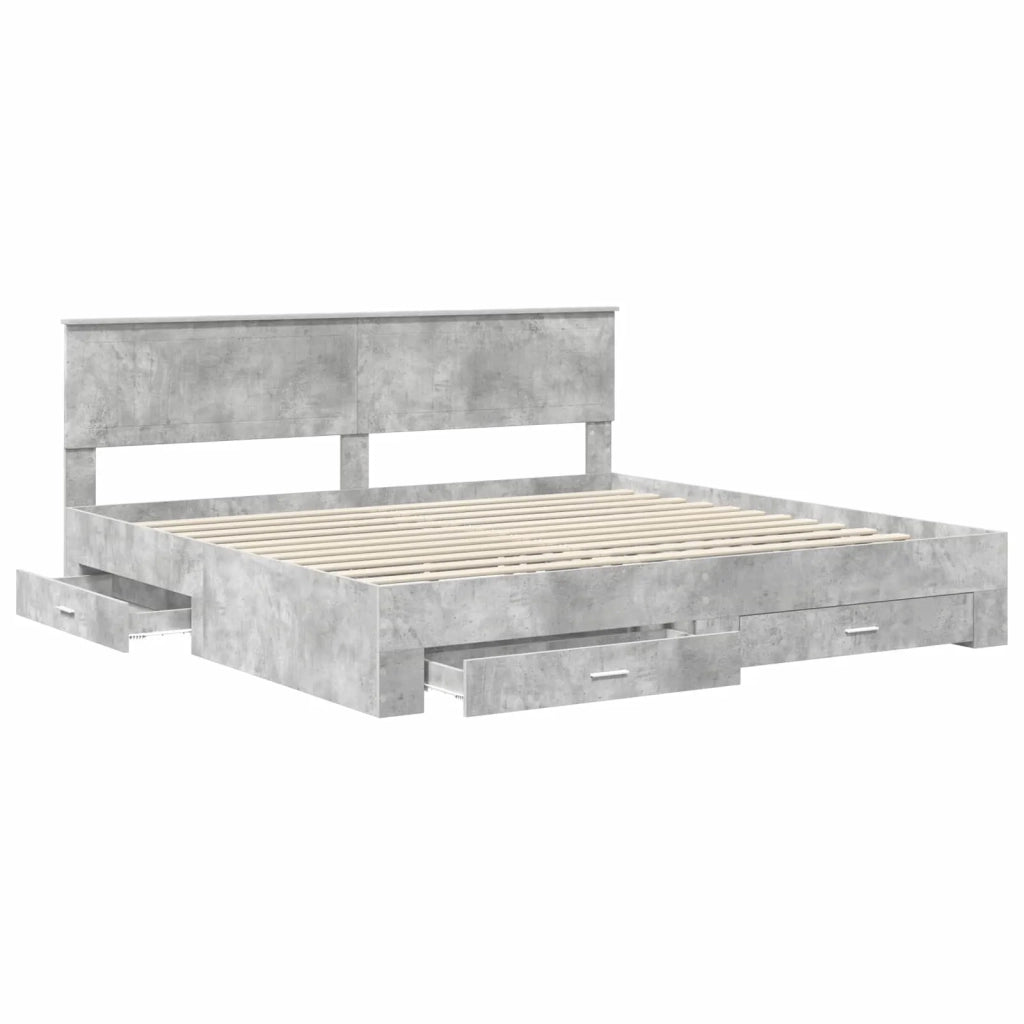 Struttura del letto con testiera Grigio cemento 200 x 200 cm