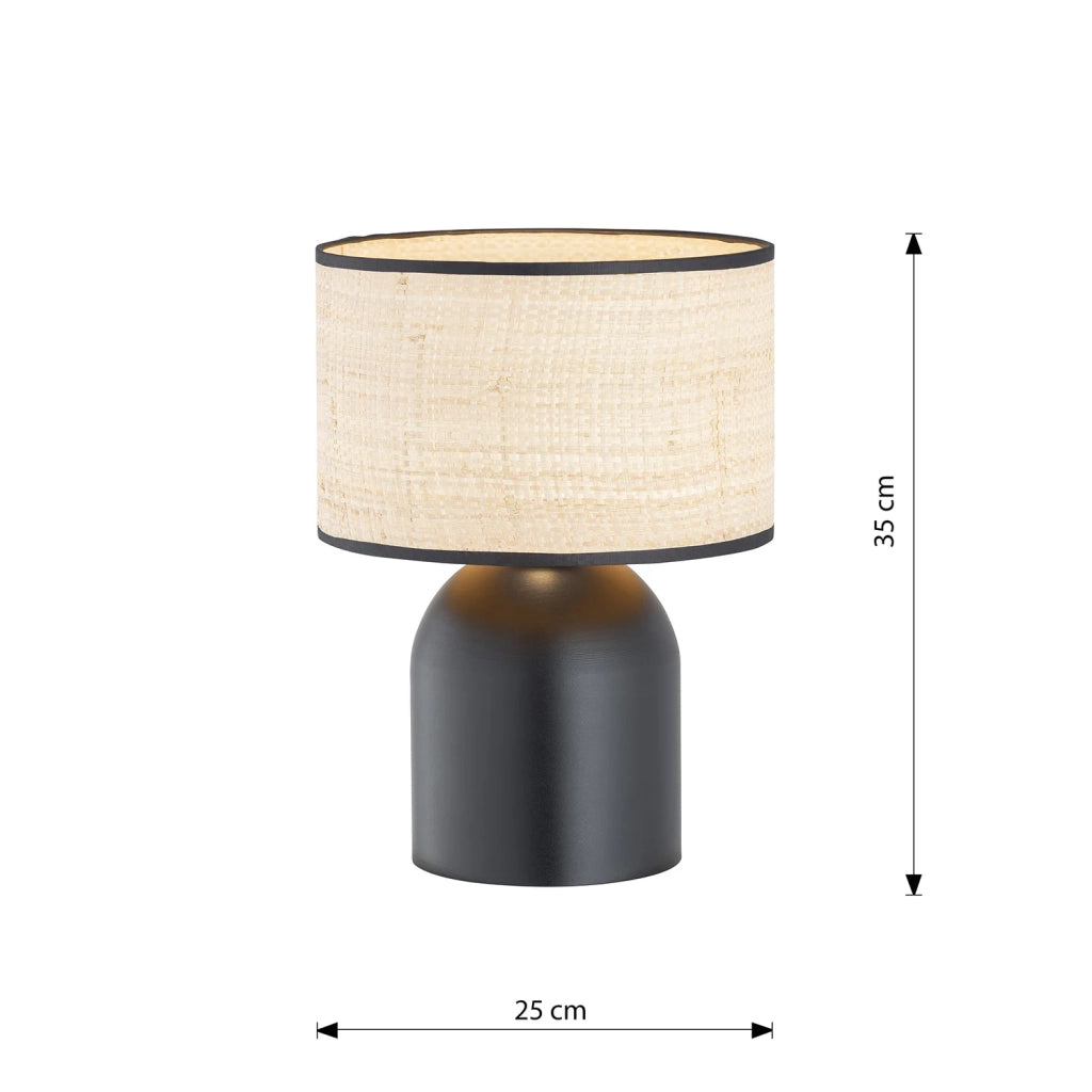 Lampada Da Tavolo Nordica Enlil 1 Luce In Acciaio E Rattan