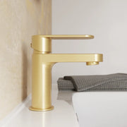 Miscelatore lavabo senza scarico oro spazzolato altezza 13cm | Margot