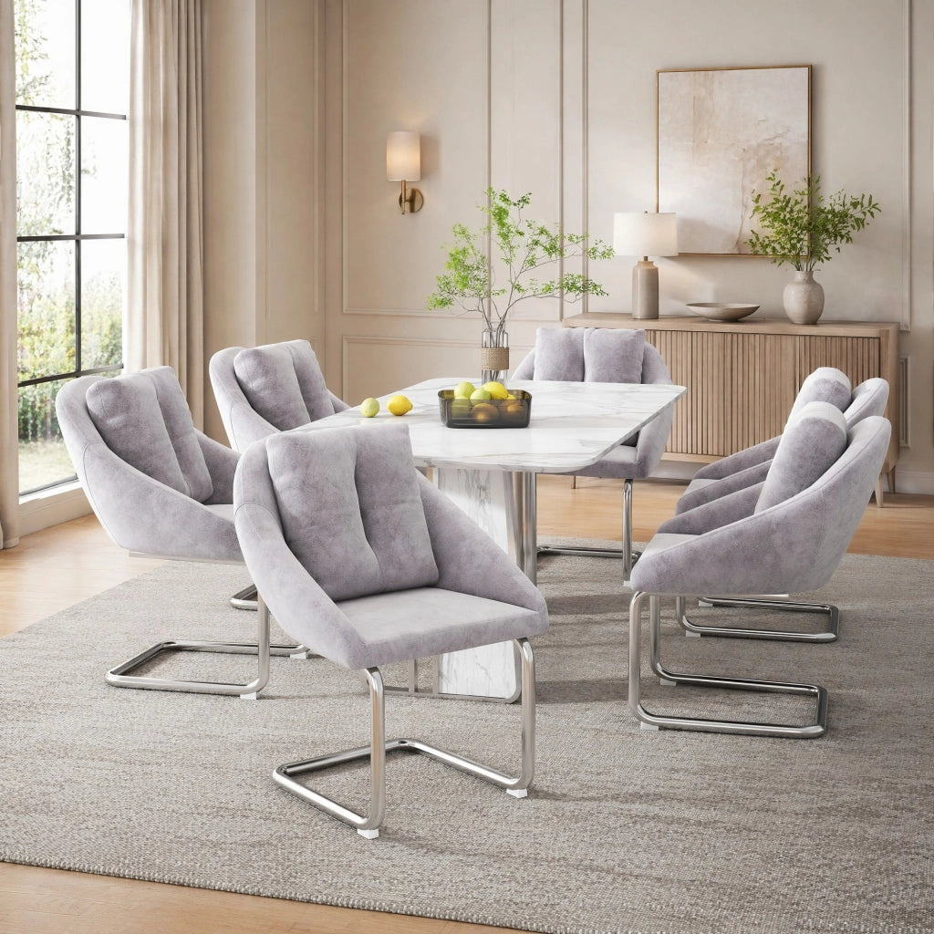 SEDIA Set da 6 pezzi in velluto grigio