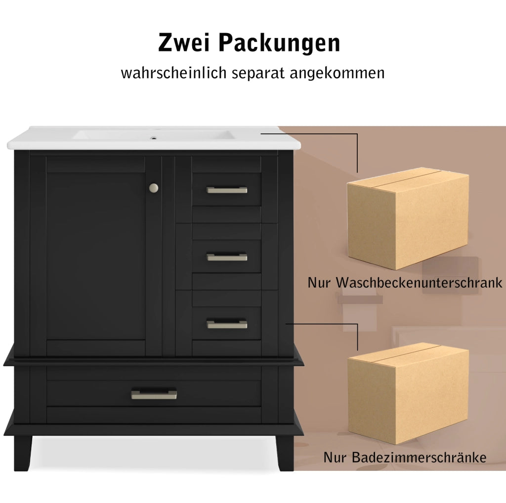 MOBILE BAGNO con lavabo integrato 76x45,5x83,5 cm MDF Nero