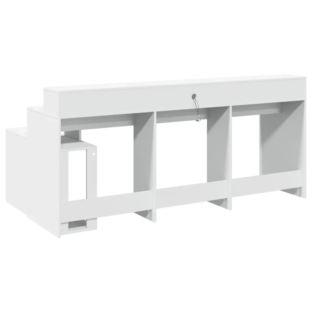 Scrivania con Luci LED Bianca 200x104x91 cm in Truciolato 3309465