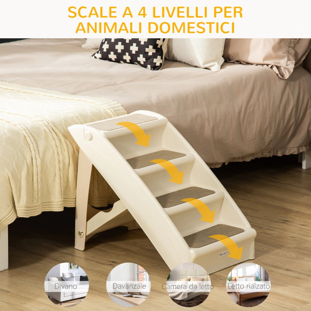 Scaletta Pieghevole per Cani ¨C Xylo ¨C 4 Gradini Antiscivolo Beige 10kg