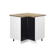 Mobile ad angolo cucina Fame-Line Nero rigato/Bianco 80.5 cm, PL Rovere Vicco