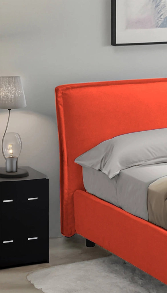 Broni, Letto Alla Francese Materasso Incluso Made in Italy, Arancione