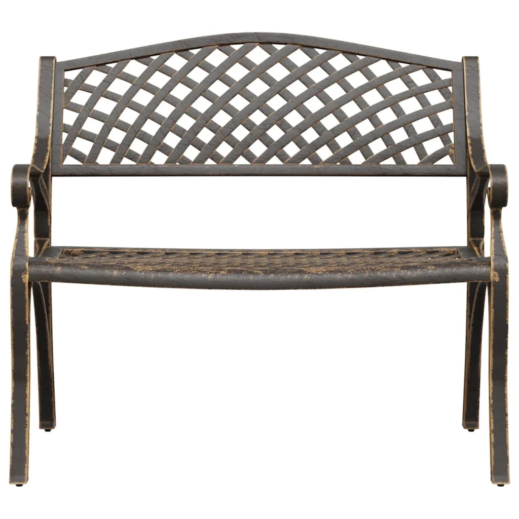 Panca da giardino mobili da giardino per esterni terrazza 102 x 50 x 83 cm fusione di alluminio bronzo 02_0011146