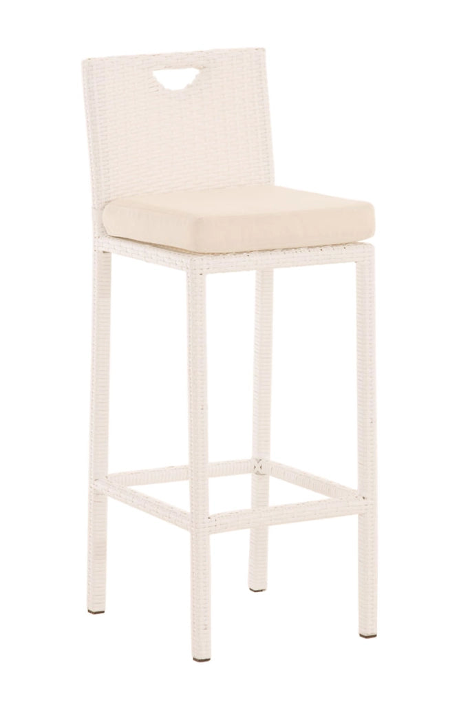 Sgabello Outdoor In Polirattan Mari bianco crema,bianco
