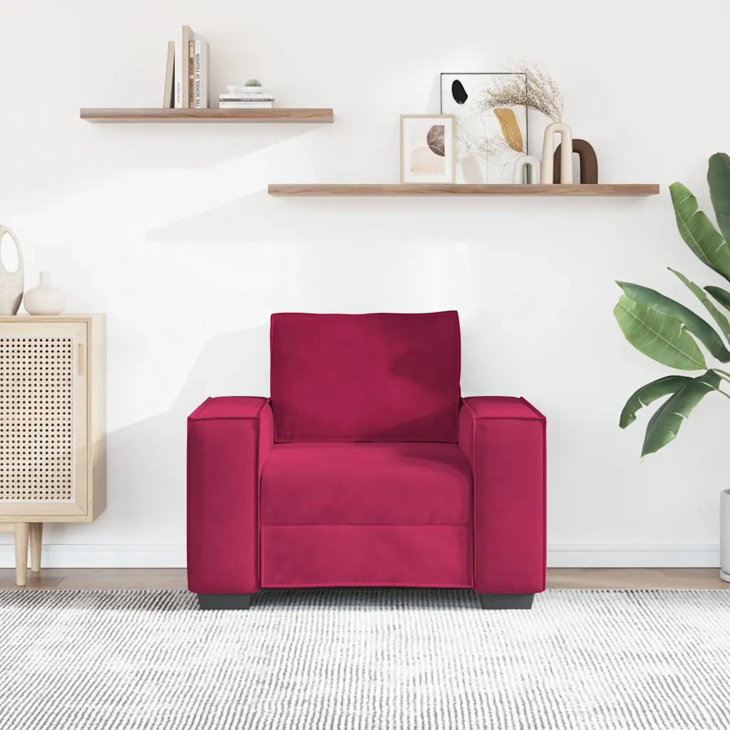 Divano Sedia-Poltrona-Sofa Relax Rosso Vino 60 cm Velluto 803968